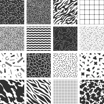 Collection of retro memphis patterns. Stock Illustration