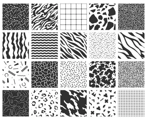 Collection of retro memphis patterns. Stock Illustration