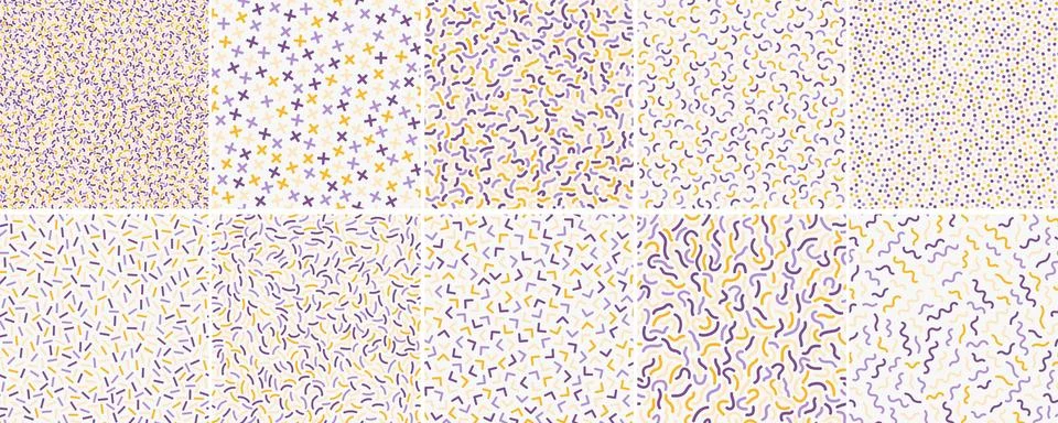 Collection of retro seamless geometric patterns. Color vector trendy vintag.. Иллюстрация