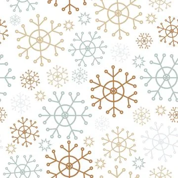 A collection of retro textiles. Snowflakes. Simple Christmas seamless pattern. Stock Illustration