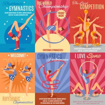 Collection Of Rhythmic Gymnastics Posters Stock Illustration