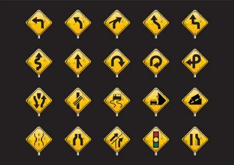 Collection of road signs Stock Illustration