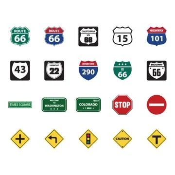 Collection of road signs Stock Illustration