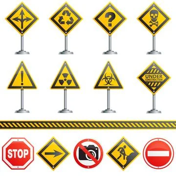 Collection Road Signs Stock-Illustration