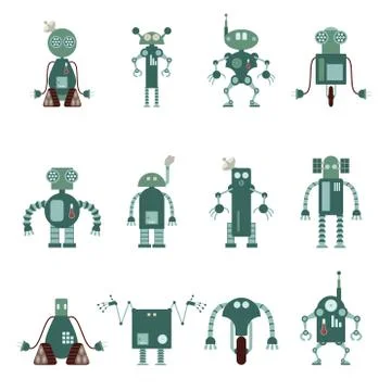 Collection of robot icons Stock Illustration