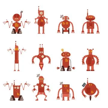 Collection of robot icons Stock Illustration