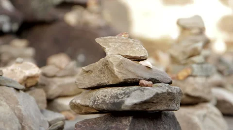A collection of rock piled on top of each other to form a Stuppa at the Bayon Stock Footage 42463494