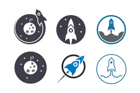 Collection of rocket and space template vector Stock Illustration