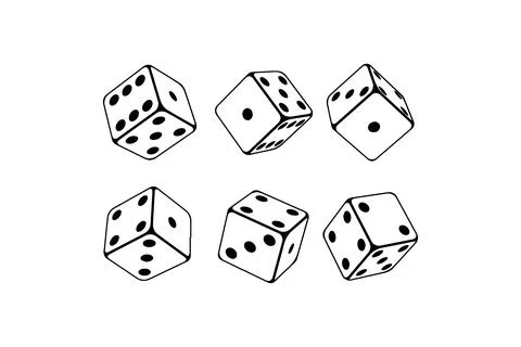 Collection of Rolling Dice Illustrations. Vector icon. Stock Illustration