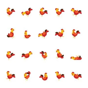 Collection of Roosters Stock Illustration