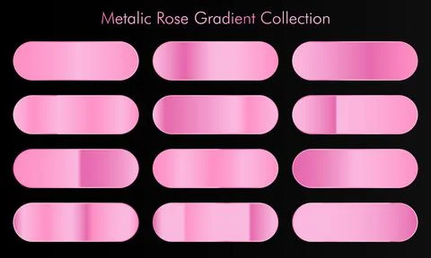 Collection of rose gold gradient backgrounds. Set of pink metallic textures.. Stock Illustration