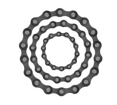 Collection of round bicycle chain border frames. Cycling line pattern Stock Illustration