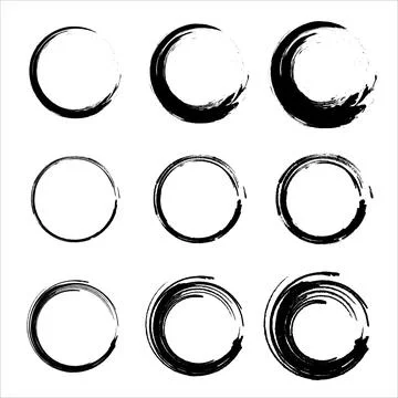 Collection of Round. Black Vector doodle ellipses. Doodle circles for design Stock Illustration
