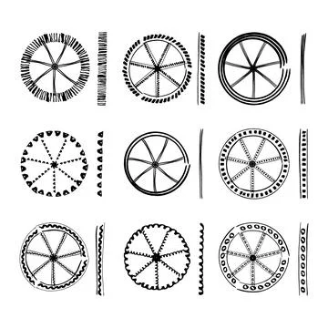 Collection of Round boho style elements. Ethnic Hand Drawn Ink Circle Illustrazione stock