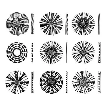 Collection of Round boho style elements. Ethnic Hand Drawn Ink Circle Illustrazione stock
