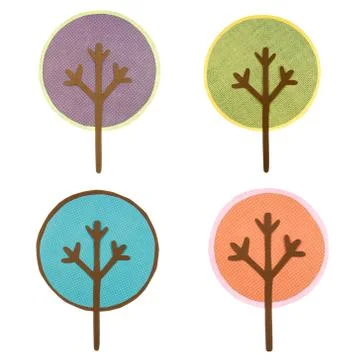 A collection of round cut out trees Stock Illustration