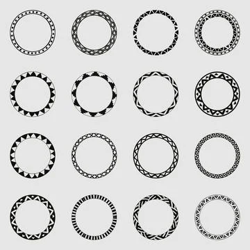 Collection of round decorative border frames. Illustrazione stock