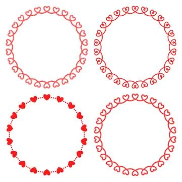 Collection of round frames from hearts Stock Illustration