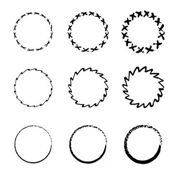 Collection of Round. Rounds scribble line circles. Doodle circles for design 스톡 일러스트