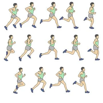 Collection of running man set illustration vector hand drawn isolated Stock Illustration