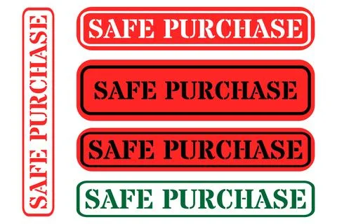 Collection of safe purchase labels with red and green borders Stock Illustration