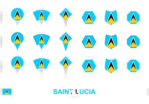 Collection of the Saint Lucia flag in different shapes and with three diffe.. Stock Illustration