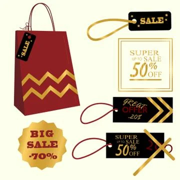 Collection of Sale Discount. Vector Stock Illustration