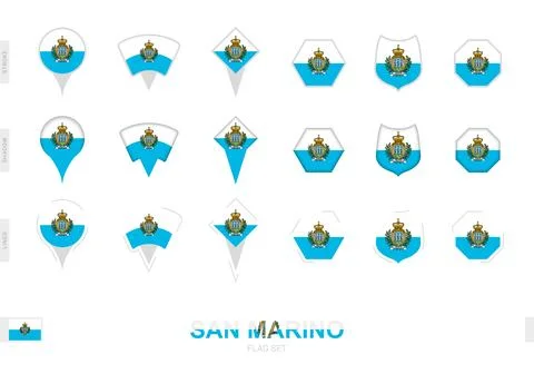 Collection of the San Marino flag in different shapes and with three differ.. Stock Illustration