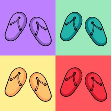 Collection of sandal illustrations Stock Illustration