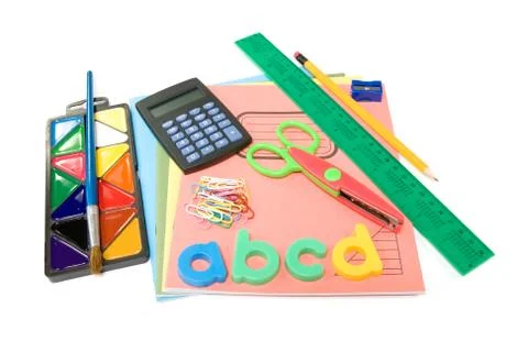 Collection of school stuff Stock Photos