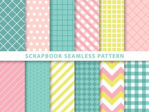 Collection of scrapbook seamless pattern Stock-Illustration