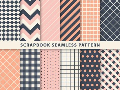 Collection of scrapbook seamless pattern Stock Illustration