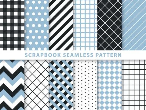 Collection of scrapbook seamless pattern Illustrazione stock