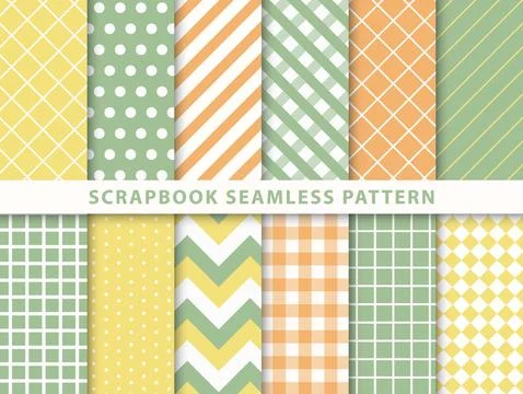 Collection of scrapbook seamless pattern Stock Illustration