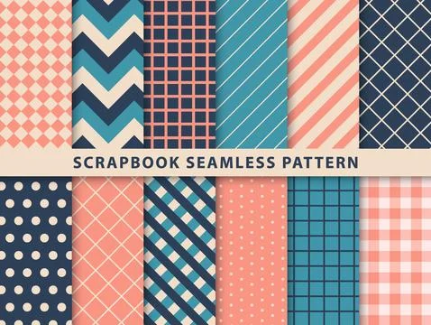 Collection of scrapbook seamless pattern Stock Illustration