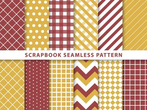 Collection of scrapbook seamless pattern Stock Illustration