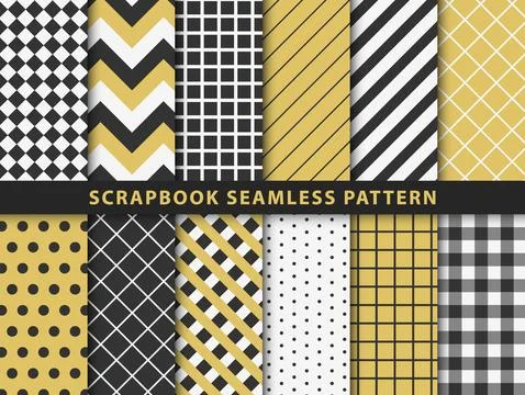 Collection of scrapbook seamless pattern Stock Illustration