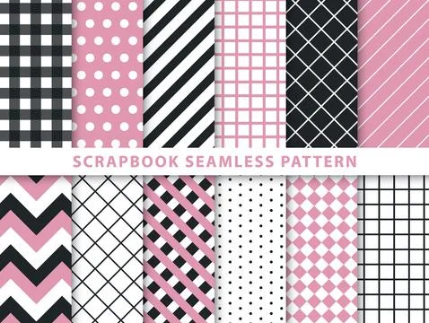 Collection of scrapbook seamless pattern Stock Illustration
