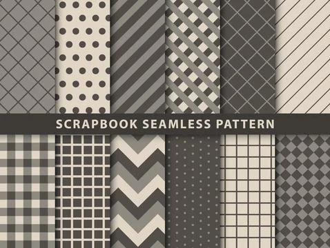 Collection of scrapbook seamless pattern Stock Illustration