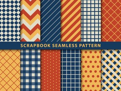 Collection of scrapbook seamless pattern Stock Illustration