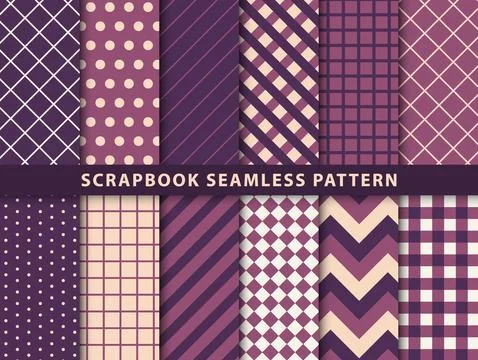 Collection of scrapbook seamless pattern Stock Illustration