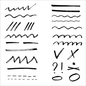Collection of scribble design element of sketch underlines and signes. and Stock Illustration