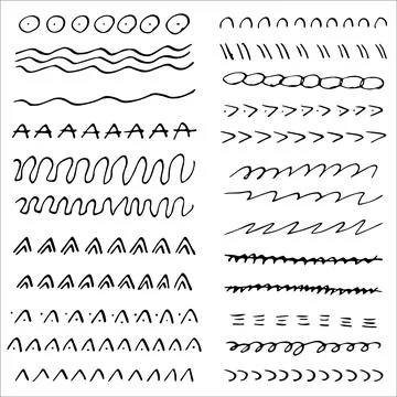 Collection of scribble design element of sketch underlines and signes. and Stock Illustration