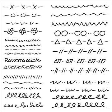 Collection of scribble design element of sketch underlines and signes. and Stock Illustration