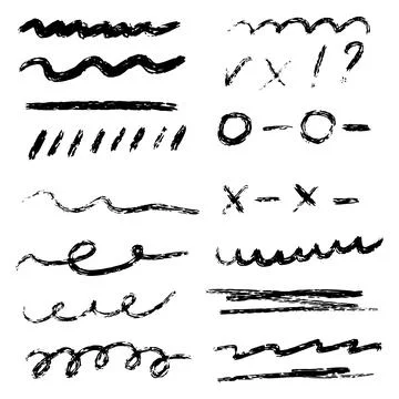 Collection of scribble design element of sketch underlines and signes. and Illustrazione stock