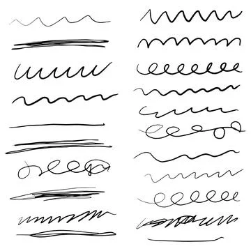 Collection of scribble design element of sketch underlines and signes. and Stock Illustration