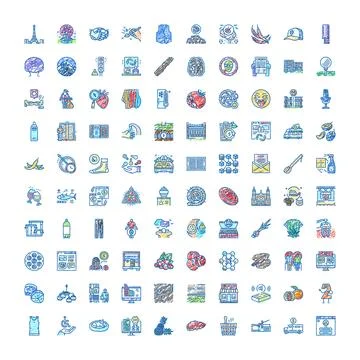Collection of scribble hand drawn icons and symbols Stock Illustration