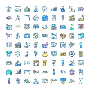 Collection of scribble line art icons representing various concepts 스톡 일러스트