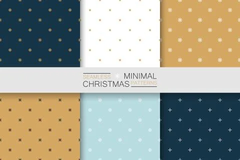 Collection of seamless christmas patterns - minimalistic design. Simple colorful Иллюстрация