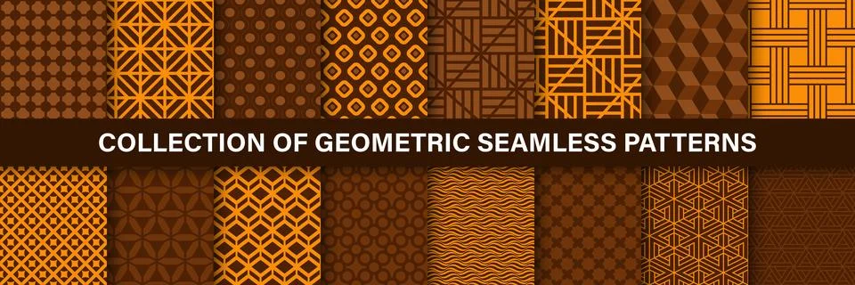 Collection of seamless color patterns - geometric ornamental design. Repeatab Illustrazione stock